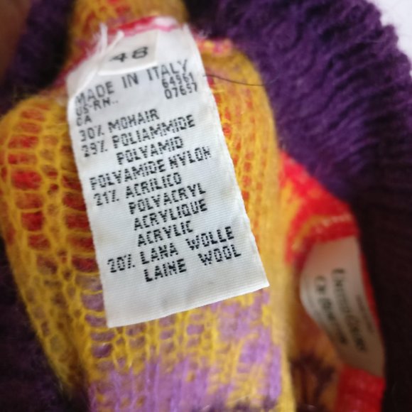 Luxuriously super soft Italian Mohair Wool blend Jacquard Sweater, Italian sz 48 - Picture 8 of 9